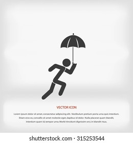 A person with an umbrella icon
