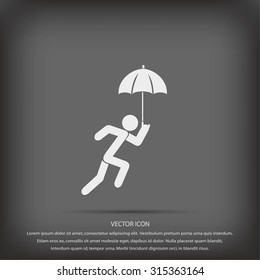 A person with an umbrella icon