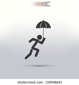 A person with an umbrella icon