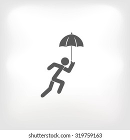 A person with an umbrella icon