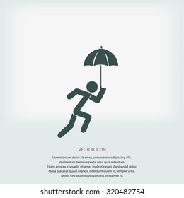 A person with an umbrella icon
