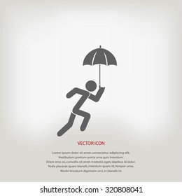A person with an umbrella icon