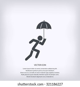 A person with an umbrella icon