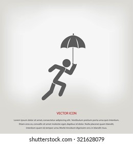 A person with an umbrella icon