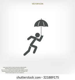 A person with an umbrella icon