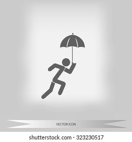 A person with an umbrella icon
