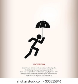 A person with an umbrella icon