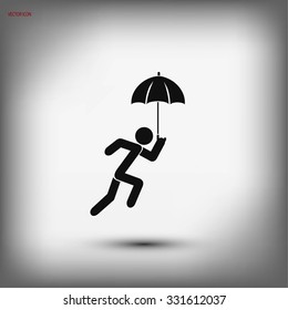 A person with an umbrella icon