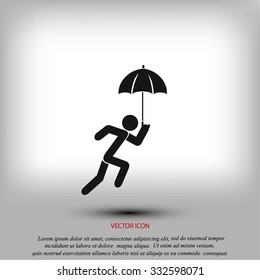 A person with an umbrella icon