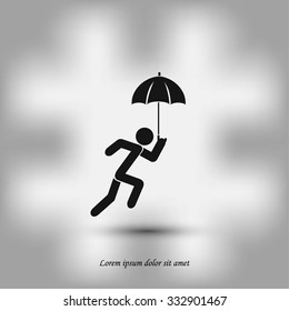 A person with an umbrella icon