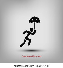 A person with an umbrella icon