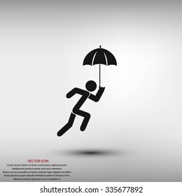 A person with an umbrella icon