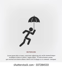 A person with an umbrella icon