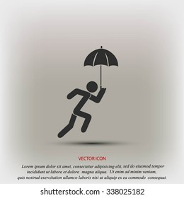 A person with an umbrella icon