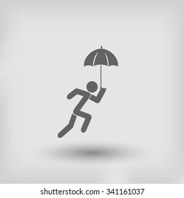 A person with an umbrella icon