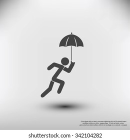 A person with an umbrella icon