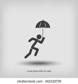 A person with an umbrella icon