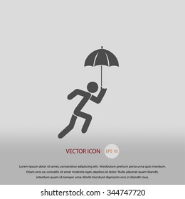 A person with an umbrella icon