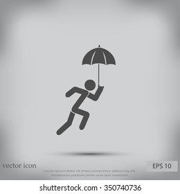A person with an umbrella icon