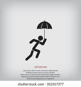 A person with an umbrella icon