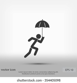 A person with an umbrella icon