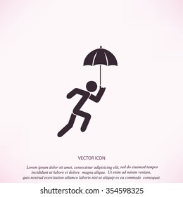 A person with an umbrella icon