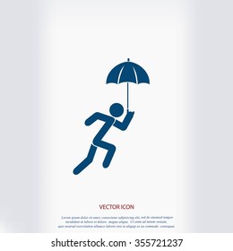 A person with an umbrella icon