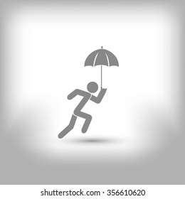 A person with an umbrella icon