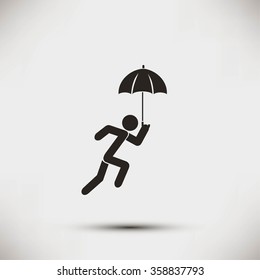 A person with an umbrella icon