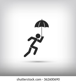 A person with an umbrella icon