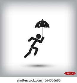 A person with an umbrella icon