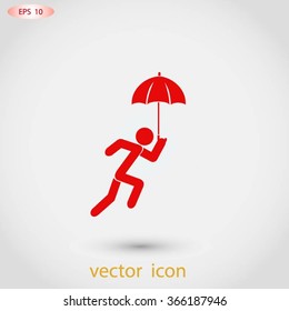 A person with an umbrella icon