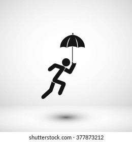 A person with an umbrella icon