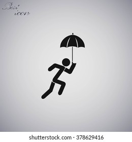 A person with an umbrella icon