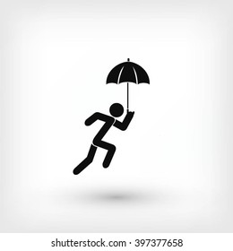 A person with an umbrella icon
