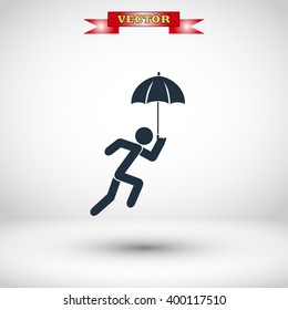 A person with an umbrella icon