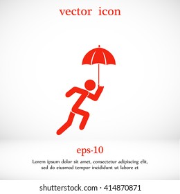 A person with an umbrella icon