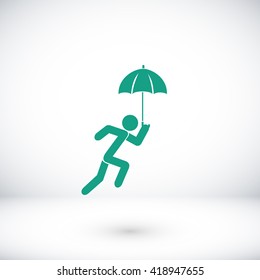 A person with an umbrella icon
