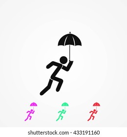 A person with an umbrella icon