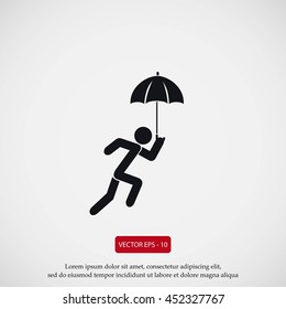 A person with an umbrella icon