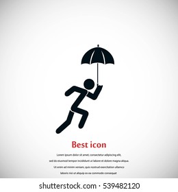 A person with an umbrella icon, flat design best vector icon