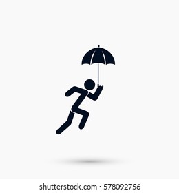 A person with an umbrella icon, flat design best vector icon