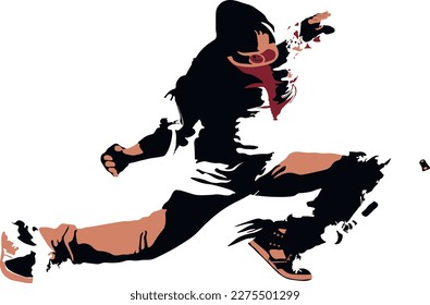 A person under the influence of an atom, is flying apart! vector image.