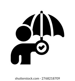 Person Under Umbrella with Checkmark Signifying Protection