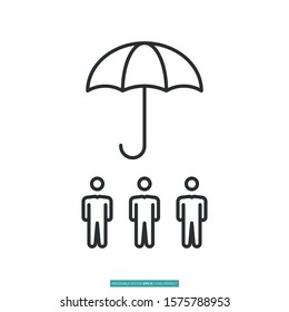 Person under umbrella icon vector illustration logo template for many purpose. Isolated on white background.