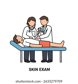 Pessoa Submetida a Exame Cutâneo Completo por Profissional Médico Branco Fundo Saúde