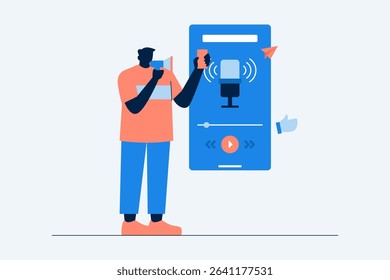 A person uploading a new podcast episode through a publishing interface