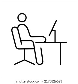 person use computer icon vector. man sitting on chair sign and symbol.