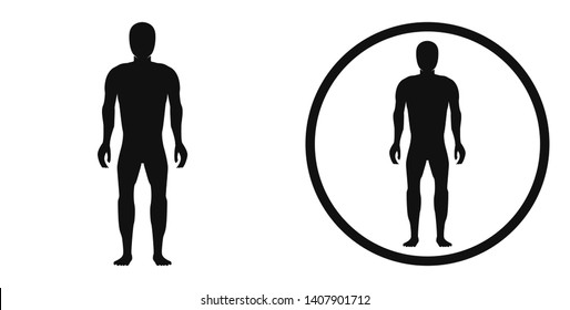 Person, user, body, icon, isolated black logotype, in circle.
