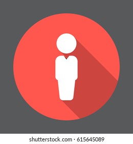Person, user flat icon. Round colorful button, circular vector sign with long shadow effect. Flat style design